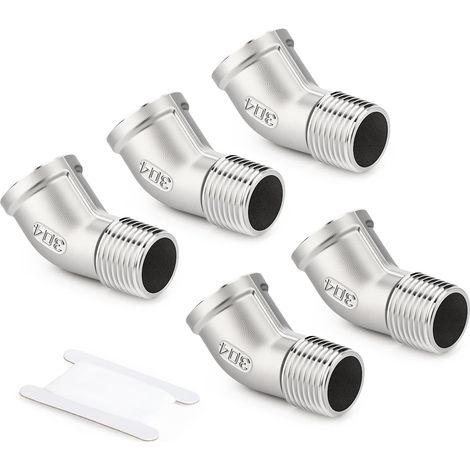 1 pièces coude à 45 degrés en acier inoxydable 304, tuyau mâle 1"BSP vers femelle 1"BSP, raccord de tuyauterie 304 Mbsp X Fbsp(45 Degrés) 3/8"BSP(5 PCS) (1/5)