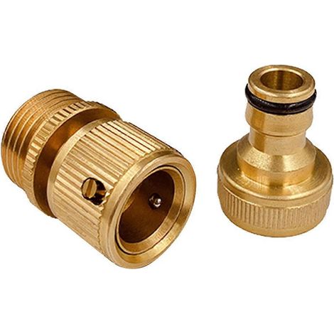Ensemble de raccords d'eau pour jardin et maison comprenant un robinet de raccordement pour tuyau d'arrosage doré (1/5)