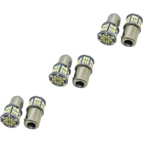 Lot De 6 Ampoules Led Haute Intensité 650 Smd 1156 3014 54 Pour Feux De Freinage Clignotants Feux Arrière Camions Camping-cars Économes En Énergie