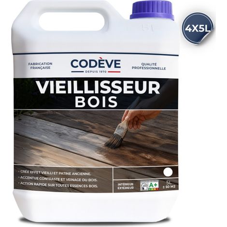 Vieillisseur Bois - 4x5 L - Codeve Bois - Un Effet De Vieillissement Accéléré D'un Bois Brut, Blanc Ou Neuf.