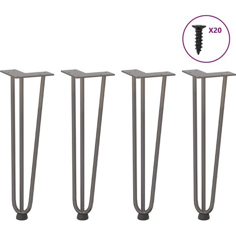 Haarnadelbeine für Couchtisch 4 Stk. Naturstahl 42 cm Massivstahl