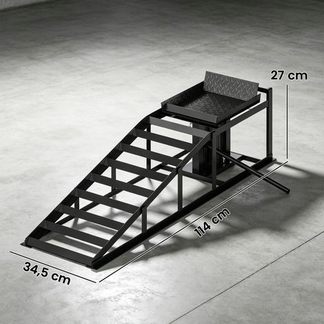 2er-Set hydraulische Auffahrrampe höhenverstellbar Schwellenrampe 3 t Tragkraft, Bordsteinrampe für Reifen bis 23 cm (1/5)