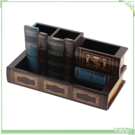 Porte-stylos en bois style rétro design unique support crayon (1/4)
