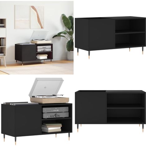 Armoire à disques noir 85x38x48 cm bois d'ingénierie - Meuble Vinyle - Armoire Disque - Rangement Musique - Étagère Vinyl - Support Tournivelle - Home & Living (1/5)