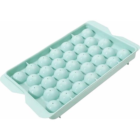 Bac à glaçons à 33 alvéoles avec couvercle, moule à glaçons sphériques compact en plastique PP, bleu, pour usage domestique. (1/5)