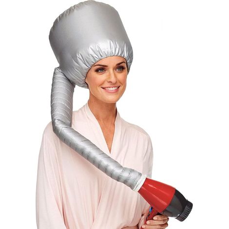 Bonnet de sèche-cheveux portable pour le coiffage, la coloration, les soins capillaires et plus encore - Argent (1/5)