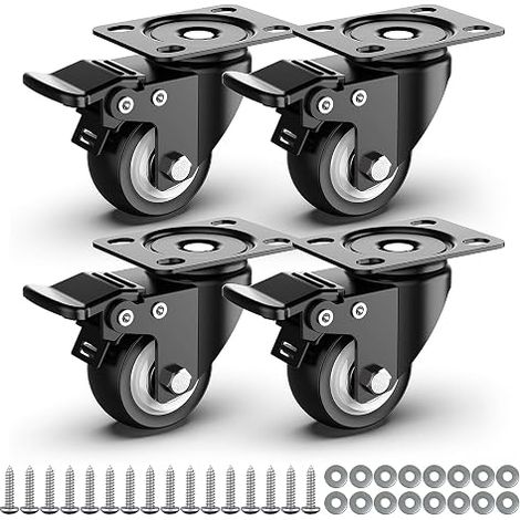50 mm Swivel Castors for Furniture with Brakes – Up to 250 kg Set of 4 (1/5)