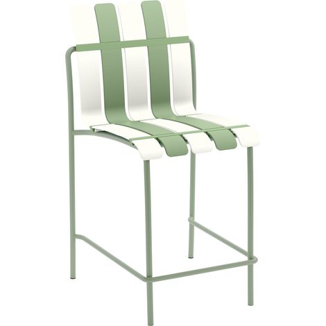 Sgabello da Bar Alto Rebecca Mobili Sareo 110x54x49 Ferro Polipropilene Bianco Verde Moderno SET 2 pezzi