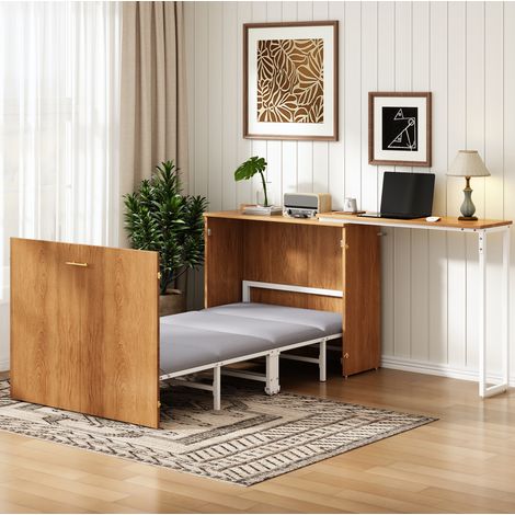 Bett Klappbett Schreibtisch 90x200 Holzfarbe OKMYHOME (1/5)
