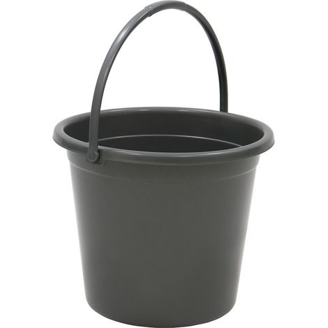 10 Litre Round Recycled Plastic Bucket, Grey (1/4)