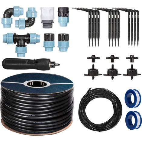 HOLZBRINK Kit de démarrage pour l’irrigation en serre, système d’arrosage goutte à goutte : 20 m Tuyau LDPE 20 mm, 3x Goutteur 4l/h, HTB-09-S-20