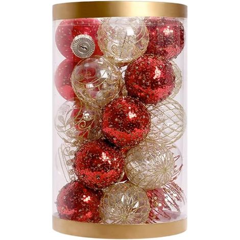 Ensemble d'ornements de Boules de Noël en Pet, 25 pièces, 60mm/2.36 '', Boules de noël en Plastique Transparent, Ampoules, 5 Styles, Boules de noël peintes incassables, fête de Vacances (1/5)