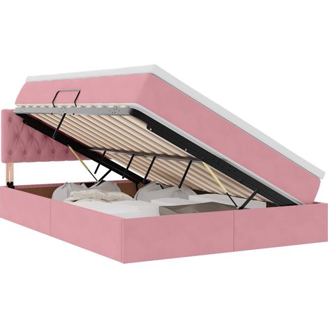 Maison Exclusive - Letto con Contenitore con materasso Rosa 140 x 190 cm Velluto