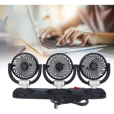 USB-Fahrzeugventilator mit 3 Lüftern, inklusive Handyhalterung, verstellbarer tragbarer Ventilator, für Autos, SUVs und LKWs (PP, 855 g, 44,35 cm) (1/5)