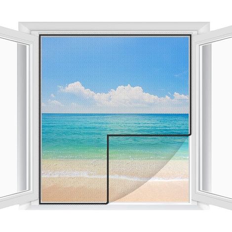CYRILL – Moustiquaire Fenêtre Peut être coupé individuellement Pour fenêtres jusqu'à 180cm x 150 cm Lot de 2 moustiquaire fenetre ajustable en maille fine, sans perçage, avec ruban adhésif -Blanc (1/5)