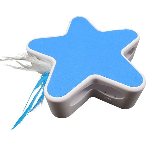Fournitures pour animaux de compagnie Jouets pour chat Électrique Smart Self-Hi Feather Funny Cat Stick (Blanc bleu) (1/5)