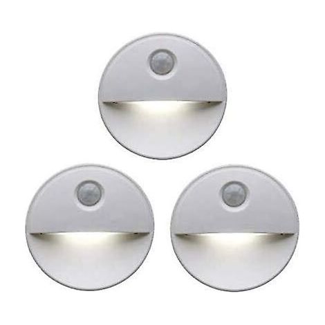 Lot de 3 Veilleuse LED détecteur de mouvement  Teinte induisant le sommeil grâce aux ampoules LED  Fonctionnement sans fil  Parfait pour les armoires de salle de bain, les escaliers et plus