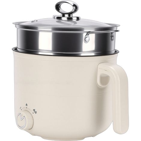 Bouilloire électrique multifonctionnelle portable avec panier vapeur, idéale pour les nouilles ramen, les pâtes, la soupe aux œufs et le gruau. Acier inoxydable 304. Prise américaine 110 V. (1/5)