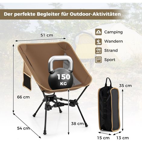 Ultraleichter camping klappstuhl mit seitentasche 150 kg tragkraft