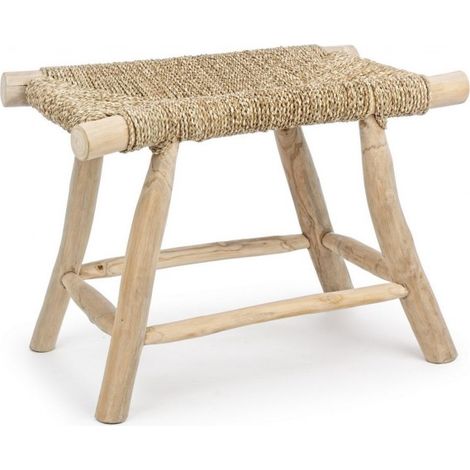 Sgabello per interno "Belinda" Struttura In Rami Di Teak, Finitura Naturale, 60 x 38 x 45 h cm (1/5)