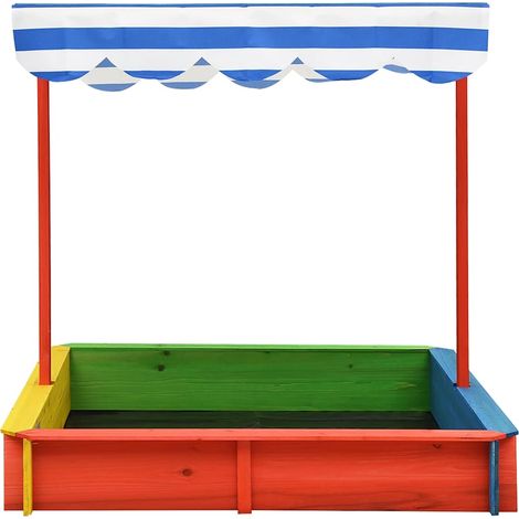 Bac à sable avec toit réglable Bois de sapin Multicolore UV50 CFW92546 (1/5)