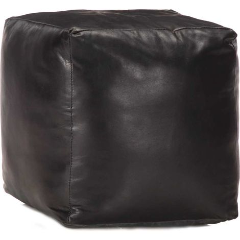vidaXL Puf negro 40x40x40 cm cuero genuino de cabra (1/4)
