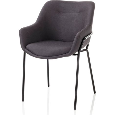 Set 2 poltroncine WISCONSIN in metallo con rivestimento in tessuto nero (1/3)