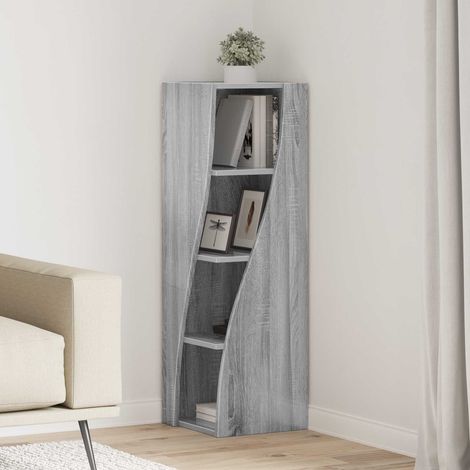Meuble d’angle avec 4 étagères en bois d’ingénierie gris sonoma 32 x 32 x 102 cm - PANGIVO (1/5)