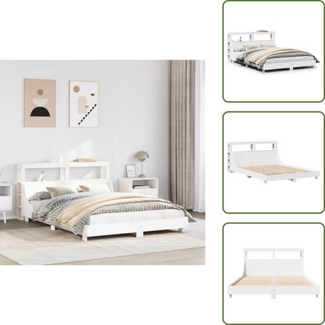Letto in legno - vidaXL Letto senza Materasso Bianco 150x200 cm Legno Massello di Pino - Letto con ripiani