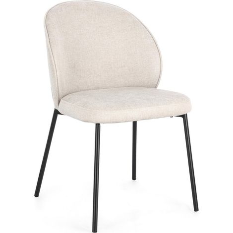 Sedia Wendy con struttura in acciaio, per arredo interno 54 x 60 x h 83 cm -Nero/Beige / Confezione da 2 pezzi (1/5)