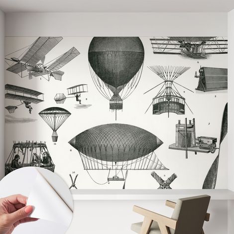 Fotomurale adesivo - Carta da parati adesiva - per la cucina camera da letto per la soggiorno - Storia dell'aviazione 152x104 cm (1/5)