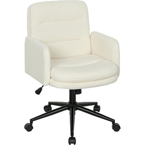 Réduire la Fatigue au Quotidien Siège de Bureau Ergonomique avec Fonction Basculante Accoudoirs Blanc Crème (1/5)