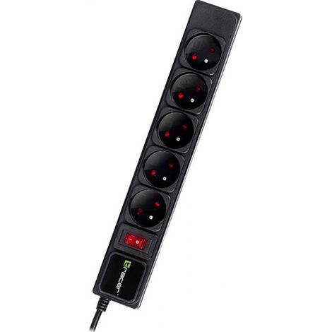 Regleta de enchufes TRACER PowerGear de 5 m, color negro. (1/3)