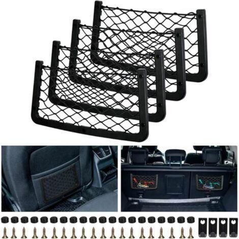 Lot de 4 Filet Rangement pour Voiture, Filet de Rangement de Coffre, Filet Coffre Voiture, avec Vis, Crochet, Sac Pocket Organizer de Voiture pour Auto, Camping-cars, Bateaux, Maison (36 x 18cm)