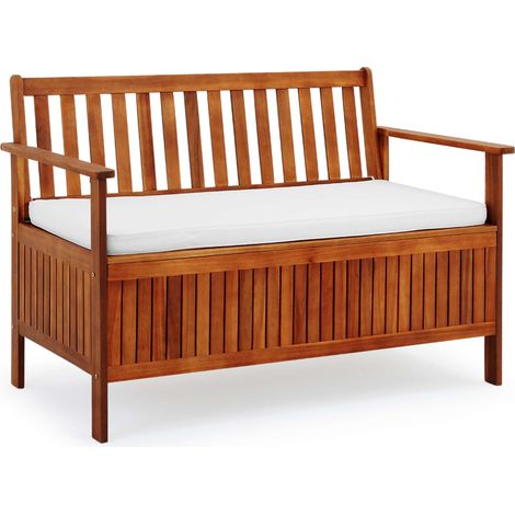 CASARIA® Banco de jardín con baúl resistente a la intemperie 320kg de capacidad, almacenaje 120x62cm (1/8)