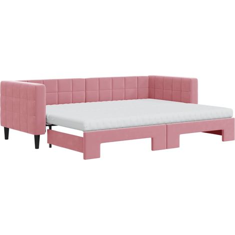 vidaXL Divano Letto Estraibile con Materassi Rosa 80x200 cm Velluto (1/5)