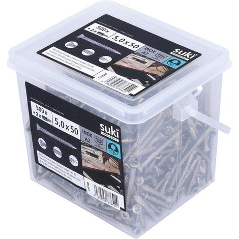 Paquete de 500 tornillos para terraza SUKI de acero inoxidable con cabeza avellanada, Ø5 x L.50 mm Suki