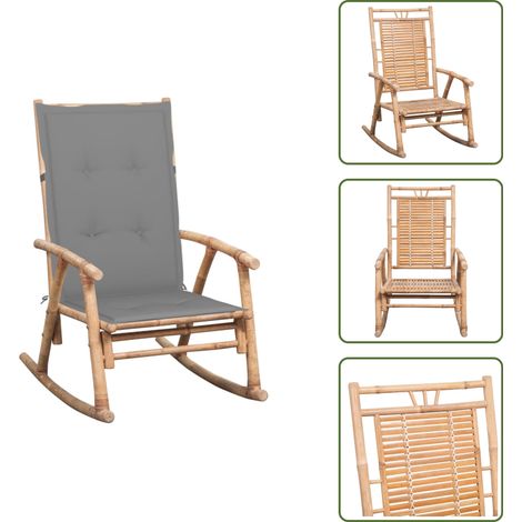 Schaukelstuhl mit Auflage Bambus - Bambussessel - Gartenstuhl - Outdoor Möbel - Lounge Sessel - Balkonmöbel (1/5)