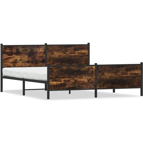 Maison Exclusive - Metallbett ohne Matratze Räuchereiche 193x203 (1/5)
