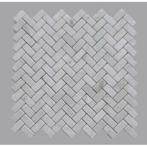 Mosaico a Chevron in Marmo Bianco Invecchiato - Design Autentico 28,5x28,5 cm