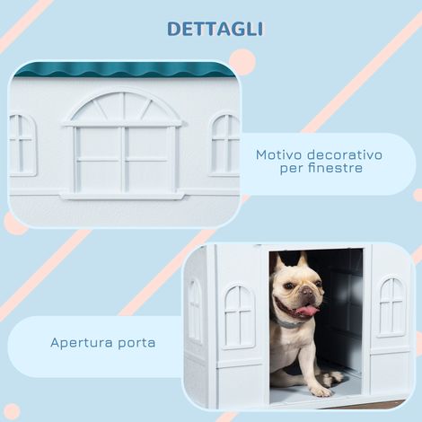 Cage de transport étanche en polypropylène pour chiens de petite et moyenne taille (20 kg max.), 65 x 75,7 x 63 cm, bleue (1/5)