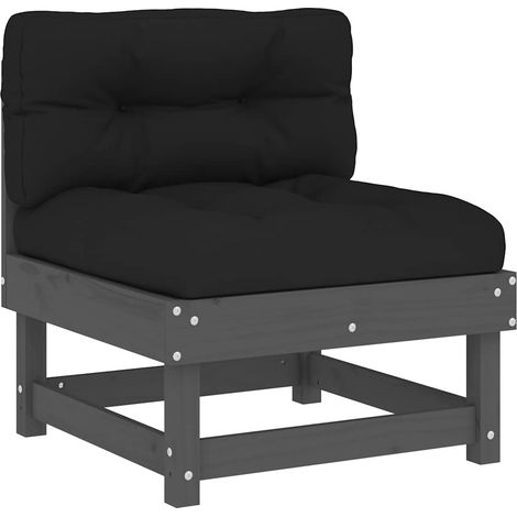 Maison Exclusive - Mittelsofa mit Kissen Grau Massivholz Kiefer (1/5)
