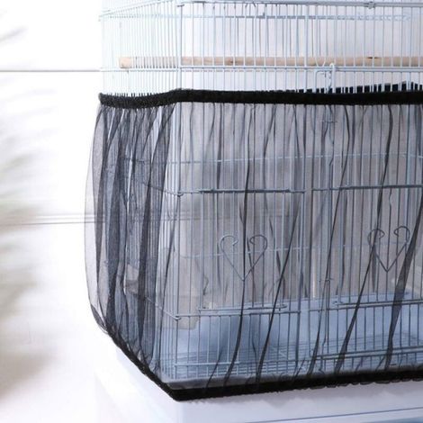Housse pour Cage Oiseaux Maille Couverture Protection Cage Oiseaux Perruches Canaris Attrape Graine Noir L- (1/4)