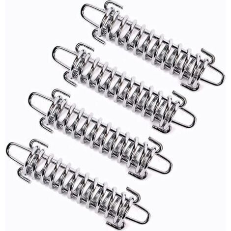 4 ressorts pour voile d'ombrage, ressort de tension pour voile d'ombrage, ressort de tension pour tente de camping, boucle de corde de ressort de tente en acier (argenté)