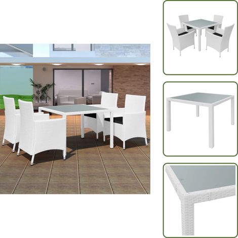 Rattan - vidaXL Set da Pranzo da Giardino 5 pz in Polyrattan Bianco Crema - Poliestere