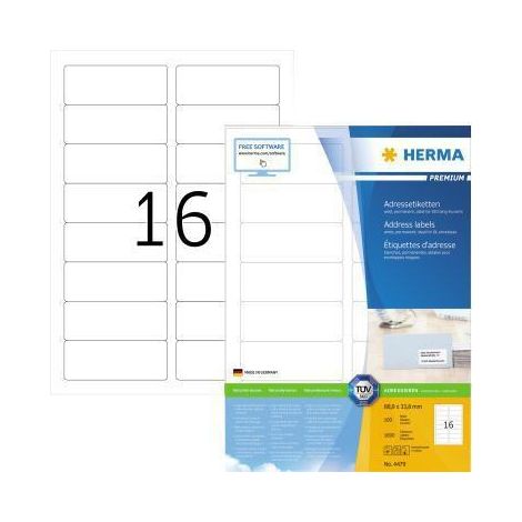 HERMA Adressetikett Premium 4479 88,9x33,8mm weiß 1.600 St./Pack. (1/4)