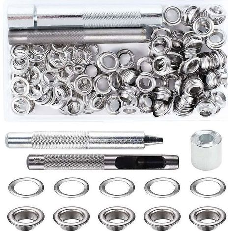 Ulisem Kit de Grommets Eyelets Outils Metal Grommet Kit Oeillet avec Outils Oeillet pour Toile Bâche Tente de Réparation (8MM) (1/5)