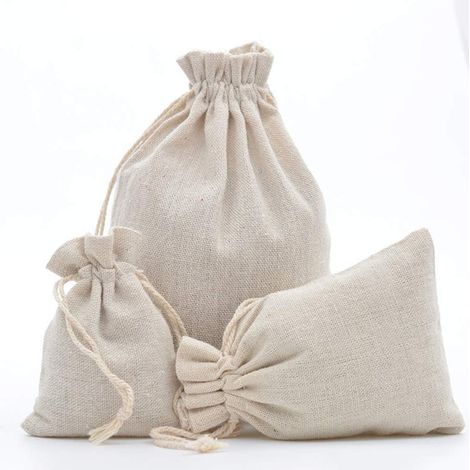 Sachets Coton DAHI, Cordon, Lin, Jute, Cadeau, Favor, Mariage, Reception, DIY, Creation, Petit (1/4)