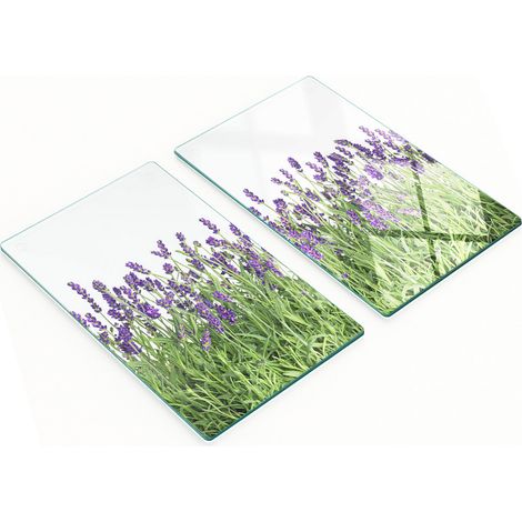 Tablas de cortar de cristal para cocina con estampado de flores de lavanda, 2 x 30 x 52 cm.