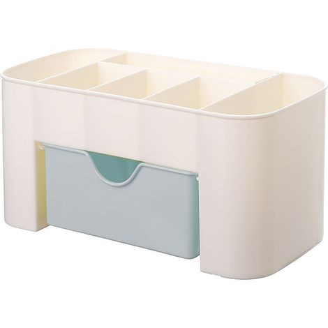 Organisateur de tiroir de bureau multifonctionnel, boîte de rangement en plastique pour bijoux et maquillage, bleu clair (1/5)